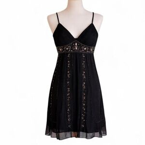 Vintage Sue Wong Nocturne black silk  embroidered sequin and beaded dress